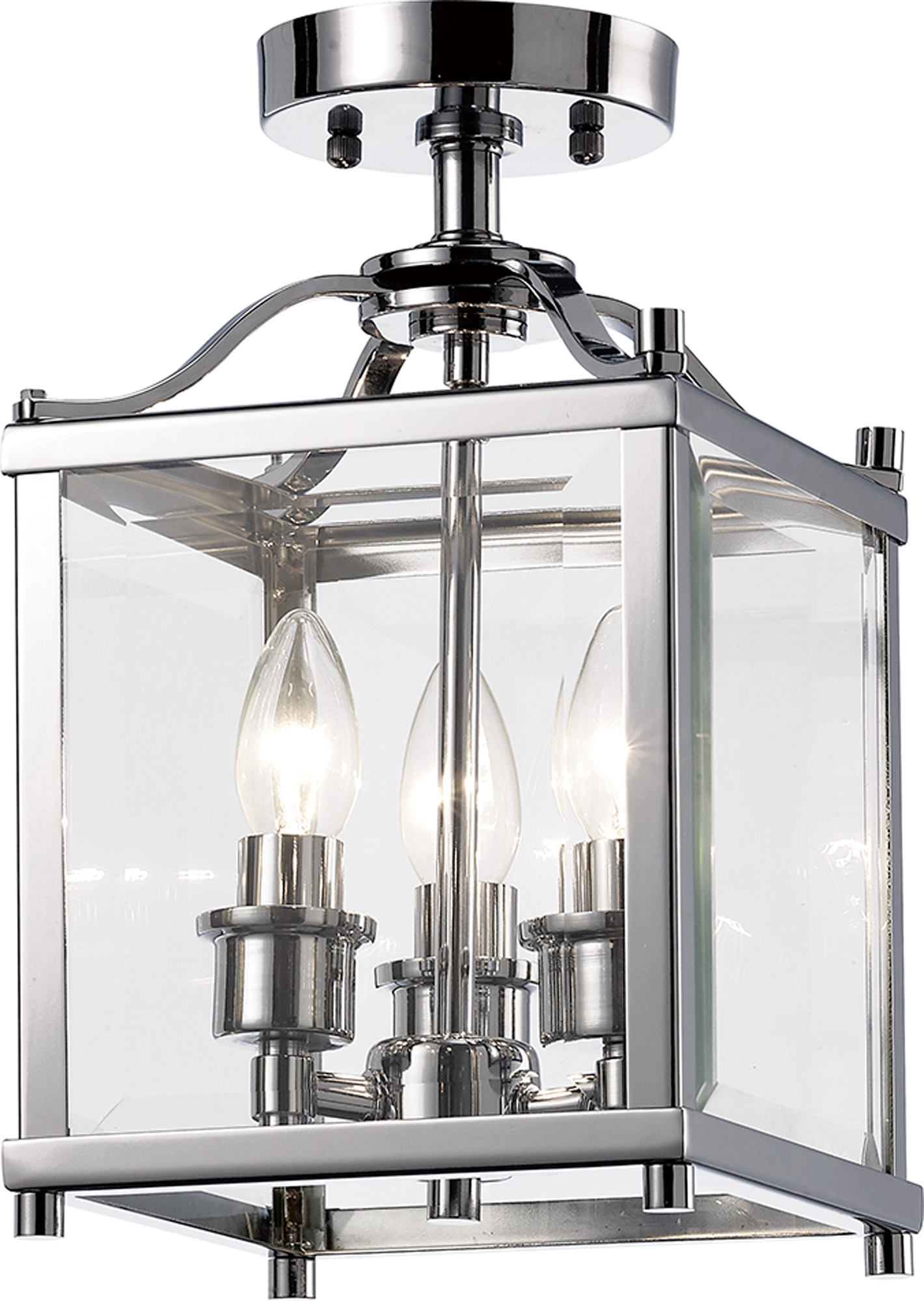 IL31100  Aston Glass Square Semi Flush 3 Light Polished Chrome